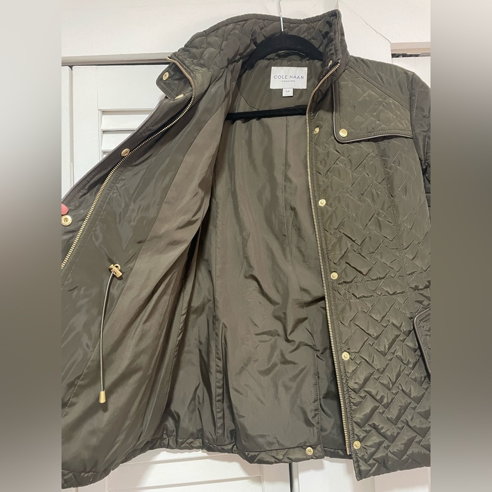 COLE HAAN Army Green Jacket, Small - Picture 2 of 5
